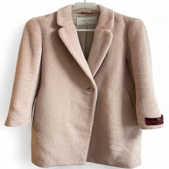 Babaton Stedman Coat Italian Alpaca Wool Blend Salmon Pink Overcoat Women's XXS - Picture 3 of 13